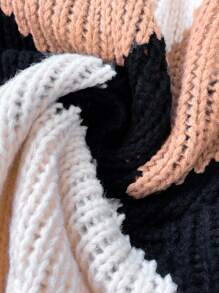 SHEIN LUNE 女士多色菱形图案针织套头衫，秋冬款 - 彩色 - 查看 3