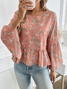 Chiquease 女士时尚 3/4 喇叭袖衬衫 - 优雅设计