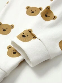 Cozy Pixies 2 件装男婴熊图案针织柔软圆领长袖上衣和长裤睡衣套装 - 彩色 - 查看 5