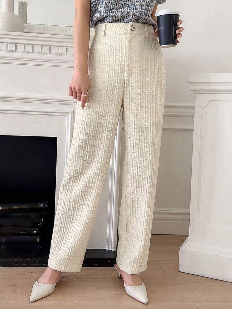 Women's High Waist Slim Fit Straight Leg Trousers