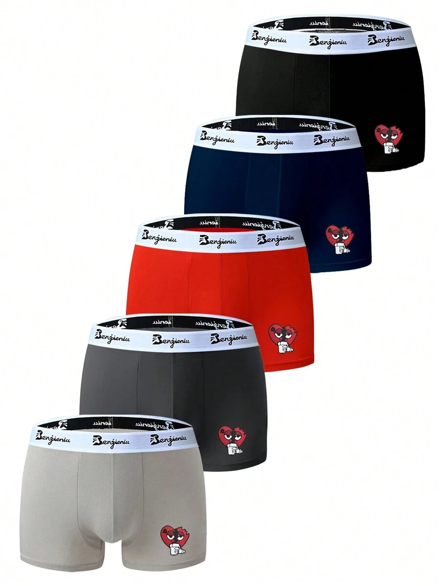 5 pezzi/confezione Boxer brief traspiranti da uomo - Multicolore - Visualizzare 1