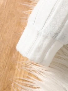 男婴 2 件套休闲基本款字母贴花拼色羊毛圆领运动衫和运动裤套装，适合秋冬季、户外、多用途、舒适保暖 - 彩色 - 查看 6