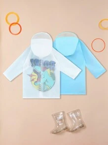 Toddler Boys' Animal Print Waterproof Raincoat For Outdoor, Hiking, School