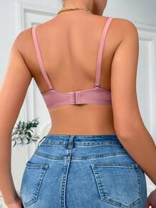 Plain Push Up Underwire Bra - Dusty Pink - View 2