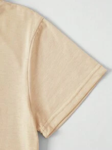 INAWLY Women Pumpkin Ghost Print Round Neck Short Sleeve T-Shirt - Khaki - View 3