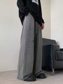 Manfinity Hypemode Quần Jeans Baggy Rộng rãi, Thoải mái, Màu xám nhạt cho Nam - Màu xám đen - Xem 4