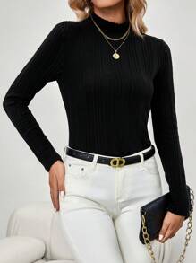 EMERY ROSE Winter Shirts Women T-Shirt, Winter Women Outfits, Fall Clothes, Fall Women Outfits, Black Corset Top, Black Long Sleeve, Black Top, Tops With Sleeves