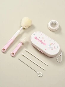 Cozy Pixies Perlengkapan Menyusui Botol Bayi, Set Sikat Botol Portabel Unicorn Pink - Berwarna merah muda - View 7