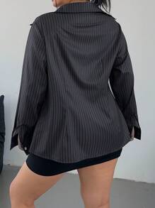 POPSWAY Plus Size Spring & Autumn Casual Striped Waist Shirt Fall Cloth For Women - Multicolor - View 2