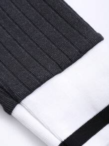 DAZY Ribbed Patchwork Slim Fit Lounge Pants, Casual Everyday Wear Pajama - Dark Grey - View 9