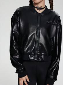 少女休闲黑色夹克和连体衣，秋季 - 黑色 - 查看 6