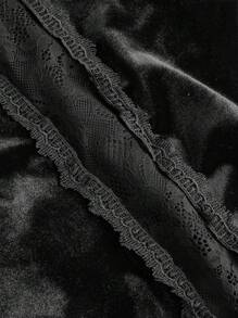 ROMWE Goth Pantalones harem de patchwork de encaje hippie - Negro - Ver 3
