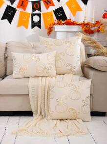 1 vỏ gối nhung hình bí ngô, trang trí nhà mùa thu Halloween cho phòng khách và phòng ngủ - Nhiều màu - Xem 2
