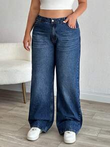 RueChic Plus Mid Waist Straight Cut Jean - Medium Wash - View 3