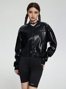 少女休闲黑色夹克和连体衣，秋季 - 黑色 - 查看 3