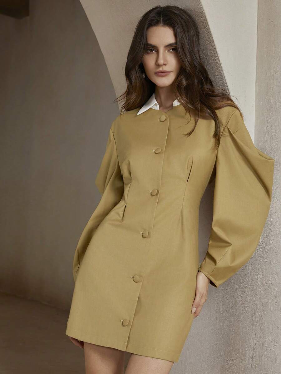 Anewsta Women Urban Style Color Block Patchwork Mini Dress, Spring/Fall