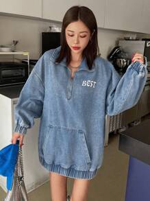 DAZY 全新秋季休闲女式牛仔圆领运动衫