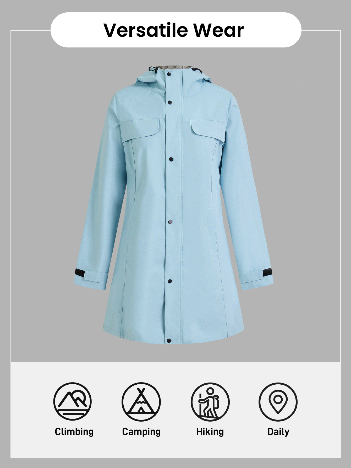 In My Nature In My Nature Outdoor Wear Waterproof Jacket For Women, Suitable For Camping, Hiking, Urban Commute - PFOA Free Blue