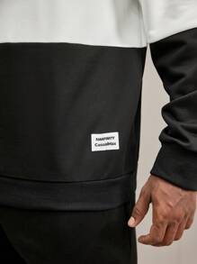 Manfinity Homme Sudadera de talla grande casual con bloque de color para hombre, otoño/invierno