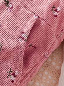 SHEIN Vintaside Kids Baby Mädchen 2-teiliges Set aus Cord-Hose mit Blumen-Trägern, süß