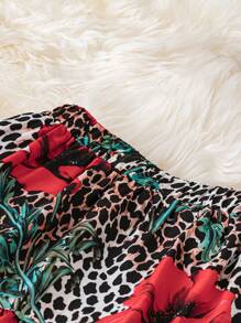 SHEIN Unity 大码花卉印花百褶裙，休闲海滩度假