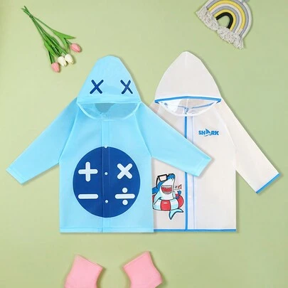 Kids Raincoat, Boys Outdoor Hiking Travelling School Waterproof Hooded Rainwear