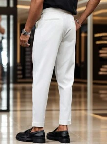 Manfinity Mode Men's Solid Color Minimal Daily Fit Suit Pants - White - View 2