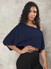 VARSITIE Damen Sport T-Shirt Top mit asymmetrischem Ausschnitt, Kontrast-Einsätzen und Cut-Out