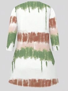 3 件大码时尚涂鸦扎染印花休闲套装 - 彩色 - 查看 5