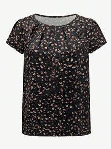 EMERY ROSE Camisa informal de verano con estampado floral diminuto - Negro - Ver 5