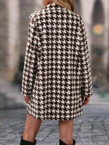 SHEIN Clasi 女式千鸟格图案保暖时尚大衣，秋冬 - 彩色 - 查看 7