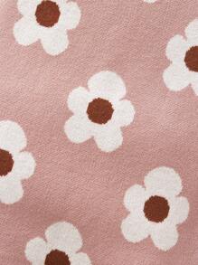 SHEIN Newborn Baby Girl Cute Floral Print Pink Footed Romper, Autumn & Winter