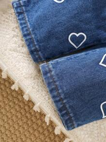 2 pièces Ensemble chemisier à manches longues avec col volant et pantalon de couleur unie pour filles