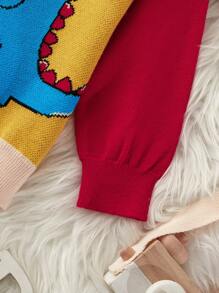 Baby Boy Cute Dinosaur Jacquard Pattern Sweater, Soft Warm Knitted Pullover For Casual Home Party, Round Neck Winter