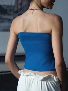 SHEIN ICON Women's Butterfly Printed Summer Strapless Sleeveless Top - Blue - View 2