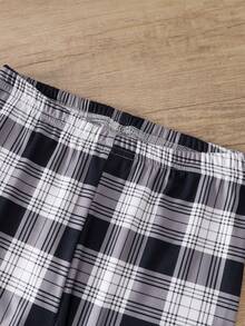 青少年男孩简约时尚休闲校队夹克和撞色数码印花格子紧身睡衣套装 - 彩色 - 查看 7