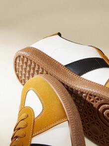 CUCCOO EASI 2024年春季女款德国训练运动鞋，复古休闲系带硫化平底白色鞋秋季运动鞋 - 卡其色 - 查看 8