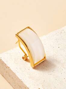 SHEIN 镀金亚克力矩形简约耳环 - 金黃色 - 查看 4