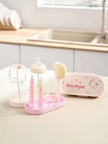Cozy Pixies Perlengkapan Menyusui Botol Bayi, Set Sikat Botol Portabel Unicorn Pink - Berwarna merah muda - View 6