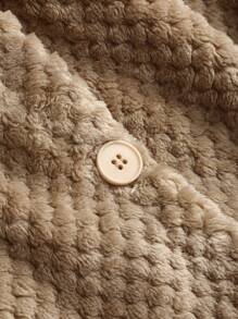 Áo khoác trùm đầu nhung màu trơn thường ngày cỡ lớn, mùa thu và đông - màu nâu - Xem 3