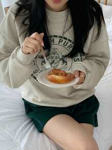 DAZY 女士秋季字母印花圆领长袖运动衫