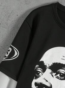 PAVTROS Men's Casual Logo Printed Color Block Pullover Sweatshirt, Spring/Fall