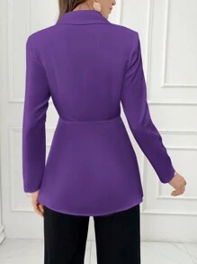 Modelyn Women's Spring Autumn Rhinestone-Studded Single Breasted Elegant Office Blazer - Purple - View 4