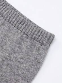 Conjunto de suéter de cuello alto de unicolor y minifalda para adolescentes - Gris - Ver 4
