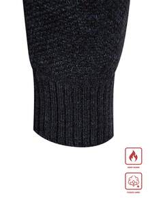 Manfinity Mode Áo len nam tay dài dệt kim kẻ sọc phối màu cổ điển, có lớp lót giữ nhiệt, thích hợp cho mùa thu/đông, dành cho công sở hoặc làm chồng. - Rỉ Nâu - Xem 3