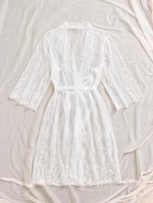 Women's Lace Sexy & Elegant Robe - White - View 2