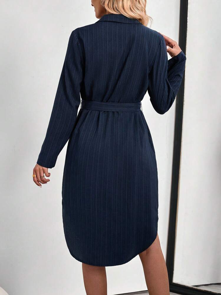Vestidos de mujer estilo camisa de manga larga, elegantes