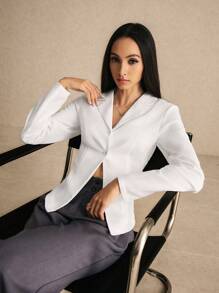 Poéselle Women's White Tie-Back Shirt Casual Solid Color Tie-Back Blouse, Spring/Autumn Women Blouses Fall Clothes Vintage Clothes White Long Sleeve Fall Women Outfits Fall Tops Business Women Clothes Business Casual Women Office Wear Long Sleeve Shirt Going Out Tops