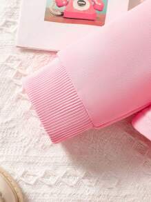 2pcs Set Baby Girls Heart Print Crop Sweatshirt + Flared Pants Cute Fashion Outfit, Autumn/Winter - Pink - View 6