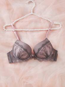 1 Áo ngực có gọng thêu lưới dành cho nữ - xanh quân đội - Xem 1